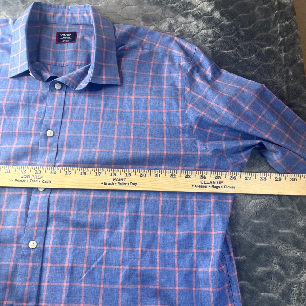 UNTUCKit Allen WF Button Down Shirt Mens XXL Blue Orange Plaid Wrinkle Free - Picture 5 of 8